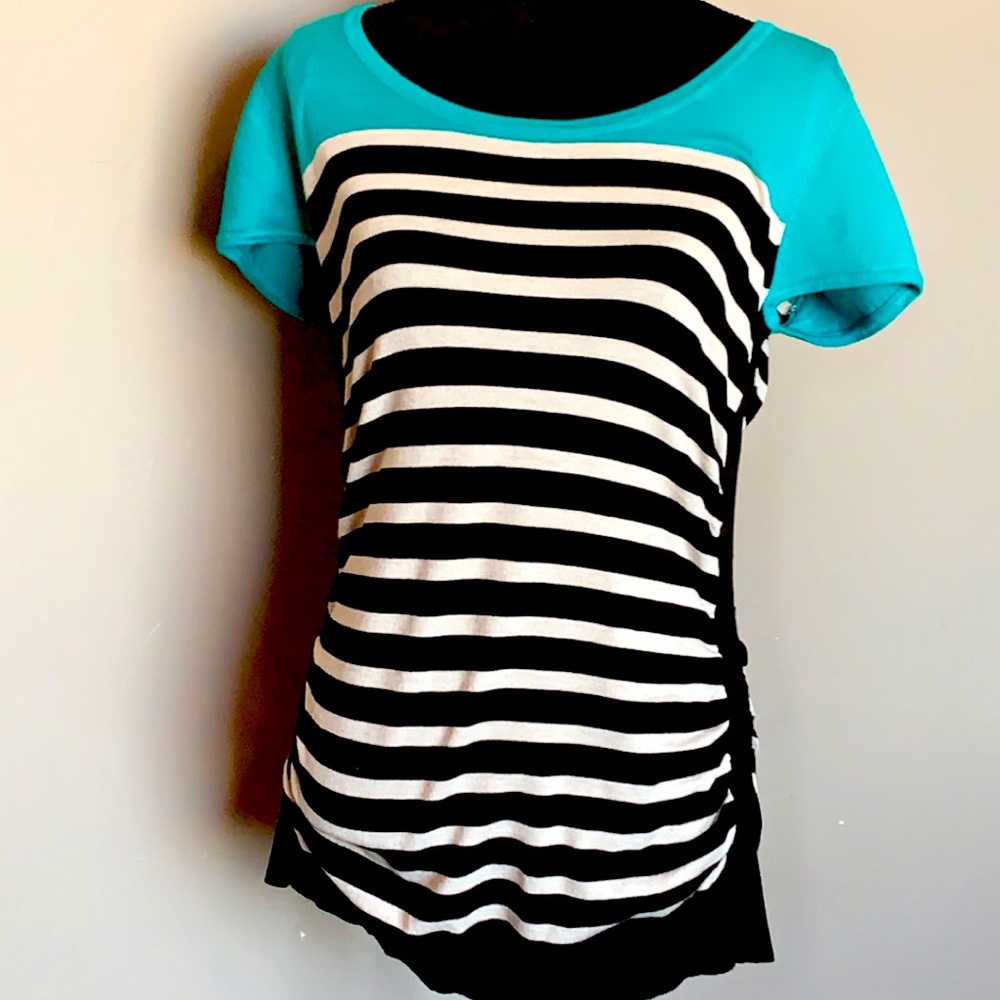 Turquoise Black and White Sweater